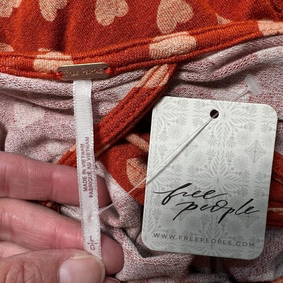 NWT Free People Lakeside Midi Dress Ginger Heart Print Ruched Side Slit Large - Picture 7 of 14